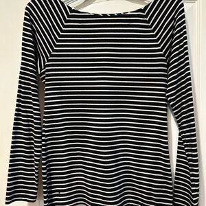 Ralph Lauren Black and White Striped Long Sleeve Top